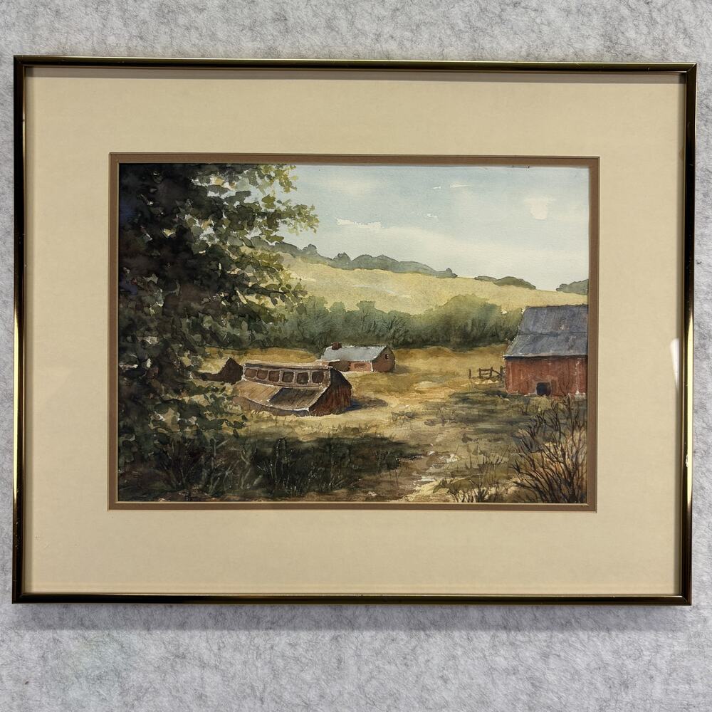 Ruth Fisher Original Watercolor Painting Morgan Barnyard Signed Utah Landscape